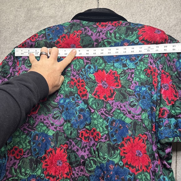 Emanuel Ungaro Quilted Floral Jacket Velvet Trim Paris Neiman Marcus Large - Picture 10 of 12